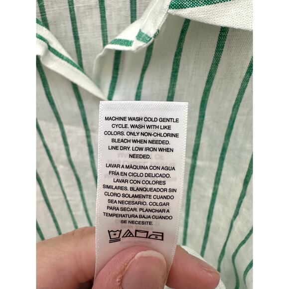 SCOOP | Green White Striped Button Down Blouse Linen Blend Top NWT | XXL 20 - Picture 8 of 8